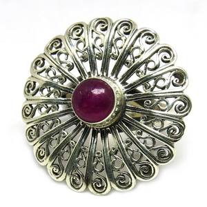 Rojo delicado Anillo de Plata de Ley 925 con filigrana de Rubí, pendientes de Gema Natural, proveedor de joyería - Product Image 2