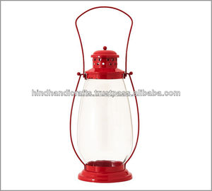 <b>Red</b> Color Iron T Light Candlestick Lantern For Garden and Home Decor - Product Image 4