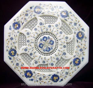 Mesas con incrustaciones de mármol, color blanco - Product Image 1