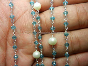 Perles de Quartz de topaze bleue naturelle, 6mm, 10 pierres précieuses, 1 perle - Product Image 4