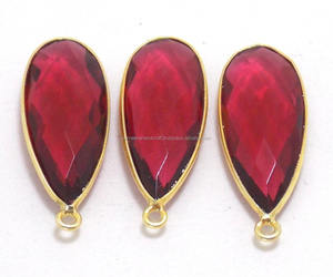 Quartz rubis fait à la main bijoux plaqué or bijoux en forme de poire simple caution lunette à facettes meilleur composant pour des pièces de bijoux uniques - Product Image 1