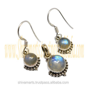 Conjunto de pendientes de piedra lunar arcoíris de plata de ley 925 al por mayor, aniversario de compromiso de oro vintage, directo de fabricante adecuado - Product Image 2