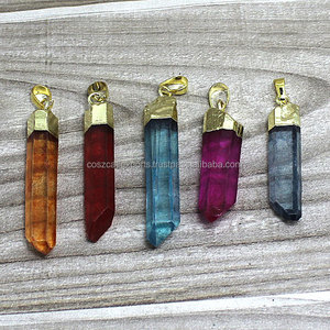 Vente flash, pendentifs en argent sterling bon marché, tendance, multi-pierres précieuses, cristal de quartz blanc, pointe, bijoux fins pour les occasions de fête - Product Image 3