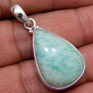 Style religieux classique Amazonite 925 pendentif en argent Sterling bijoux en pierre pour femmes breloques de fête de mariage pendentifs de mode breloques - Product Image 1