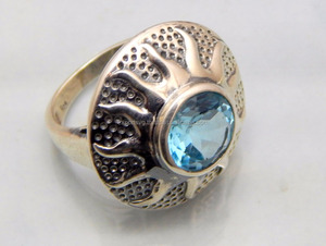 แหวนแต่งงานแบบคลาสสิกสำหรับผู้หญิงแหวนพลอยบุษราคัมสีเงินแท้สำหรับ925 - Product Image 3