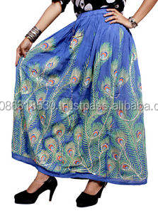 Falda Larga Bordada con Lentejuelas, Estilo Bohemio Hippie, Hecha a Mano, de Rayón, Estilo Gitano Indio, para Mujer, Venta al por Mayor - Product Image 4