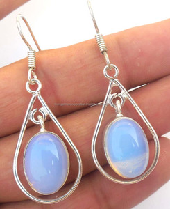 Style moderne opalite Quartz goutte d'eau gemme boucle d'oreille vente chaude argent plaqué or lunette ensemble boucles d'oreilles bijoux pour la fête porter - Product Image 1