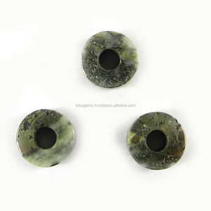 Cuentas de gran agujero de piedra preciosa, pirita de oro, mercasita, 14x8x5mm, cuentas de neumático liso, IG0145 - Product Image 2