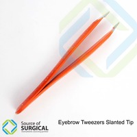 Pince à épiler chirurgicale en acier inoxydable à pointe inclinée et texture lisse 10 mm pour cils et sourcils, emballage tube plastique