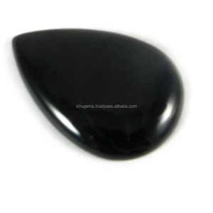 ¡Personalizado! 6,53 gms Natural negro jet stone cabujón pera 24X34mm, Gema para joyería IG0505 - Product Image 1