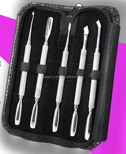 Kit de manicura y pedicura de acero inoxidable de lujo de 5 piezas profesional incluye empujadores de cutícula duraderos limpiadores removedor cortador - Product Image 3