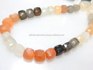 ลูกปัดกล่องเหลี่ยมเพชรพลอยมูนสโตนหลายสีธรรมชาติ - Product Image 2