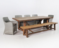 Ensembles de mobilier de jardin et de terrasse en rotin de style moderne pour l'extérieur, chaises de salle à manger, tables, bancs en bois, résistants à l'eau