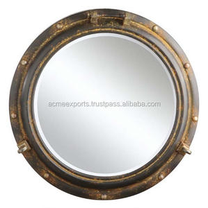 Indian Modern Luxury <b>Round</b> <b>Wall</b> Hanging Metal <b>Mirror</b> Large Decorative Metal <b>Mirror</b> of Good Quality for Weddings - Product Image 1