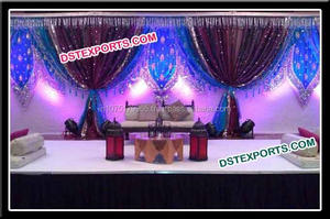 Wedding Mandap Heavy Embrodried <b>Drapes</b> Gold Sequins Backdrop Muslim Wedding Hand Embroidered <b>Curtains</b> - Product Image 6