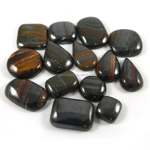 Oeil de tigre naturel en fer, 100 g, cabochon de forme libre, 14 pièces, pierres précieuses en vrac pour bijoux - Product Image 2