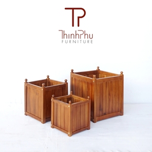 <b>Square</b> Modern Eco-Friendly Oil-Finished Wood 3-Piece Planters Set TP5005 Home Garden Application All-Season Thinh Flower <b>Pots</b> - Product Image 4