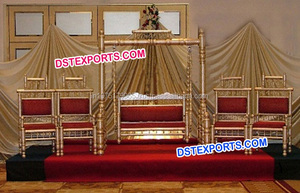 Wedding Stage Mayur <b>Swing</b> Heavy Gold Metal Carved <b>Swing</b> Indian Jhula Manufacturer - Product Image 6