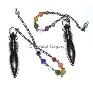 Pendules en métal noir Karnak, avec chaîne Chakra, vente en gros - Product Image 1