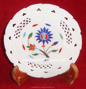 Hermosa mano tallado mármol incrustaciones de placa mayorista - Product Image 1