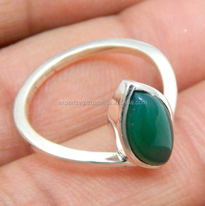 แหวนแต่งงานทำมือด้วยเงินแท้ 925 ประดับพลอยออนิกซ์สีเขียวทรงมาร์คีส์ธรรมชาติ สำหรับงานปาร์ตี้และวันครบรอบ - Product Image 2