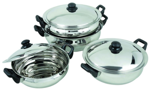 ชุดเครื่องครัวสแตนเลสพร้อมฝาแก้ววัสดุโลหะดีไซน์คลาสสิก - Product Image 5