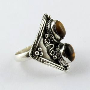 Bague en argent Sterling 925 œil de tigre à la mode, vente en gros, bijoux artisanaux en argent - Product Image 1