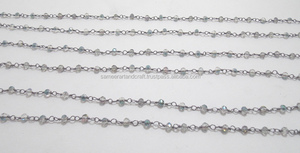 Mystic <b>Beads</b> Black Rhodium Natural Multi Gemstone Jewelry Wire Wrapped Wholesale Rosary Coin Charm Chain - Product Image 3