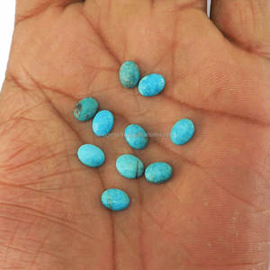 Turquoise américaine naturelle, lot de 10 pièces, ovale, taille rose, 8x6 mm, 11,4 carats, pierre précieuse en vrac pour la fabrication de bijoux, Ishu Gems IG3465 - Product Image 1