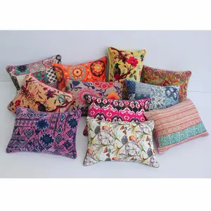 Decorative printed cushion cover velvet pillow cases with piping