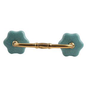 Manija de Gabinete a granel turquesa cerámica estilo craquelado hecho a mano al por mayor manija de tocador lote manija de cajón Vintage tirador de puerta - Product Image 3