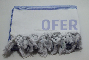 CAROLINE PESHTEMAL - Blue - Strippy <b>Turkish</b> <b>Towel</b> - Hammam, Pestemal Direct From Factory <b>Beach</b> Throw Classic Collection - Product Image 3