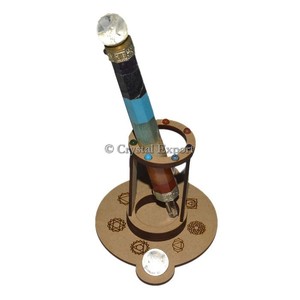 Healing Natural Agate Fengshui Tool Seven Chakra Bonded Carved Engraved Wands with Chakra <b>Stand</b> - Product Image 1