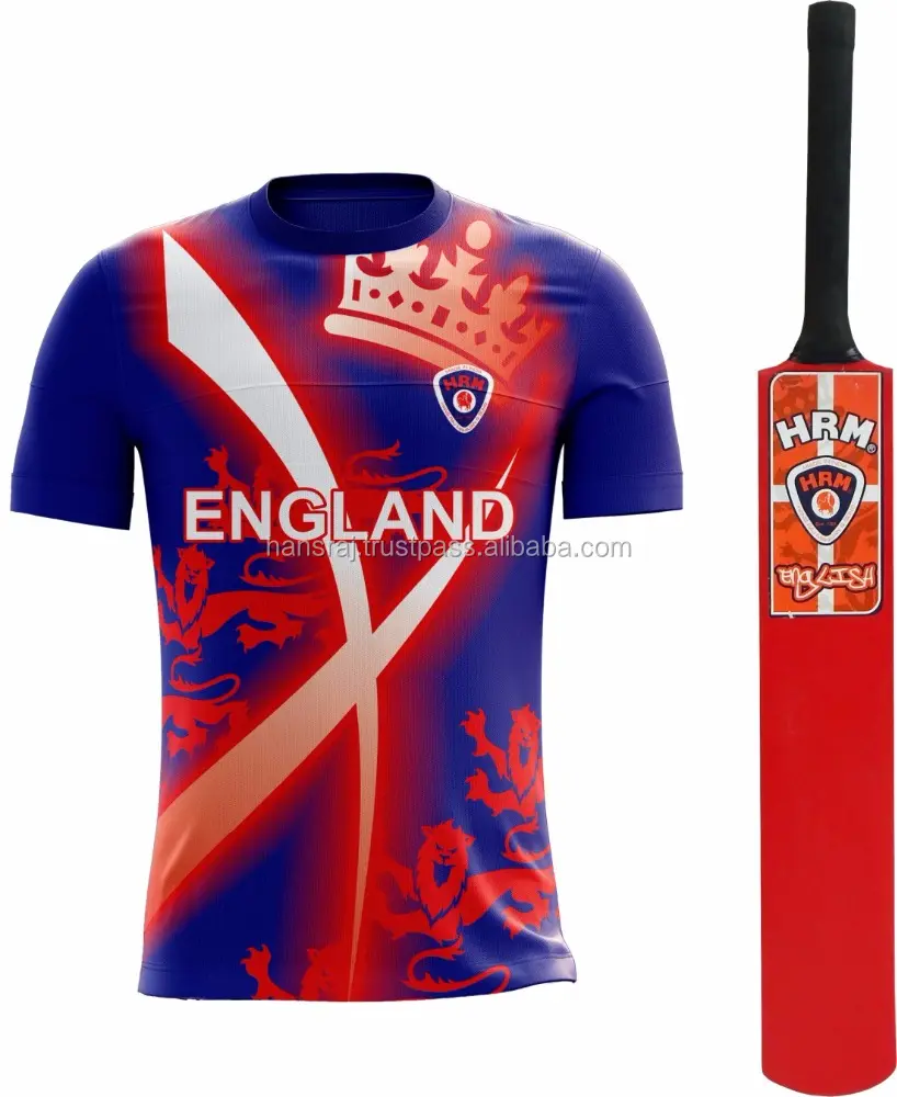 Camiseta de cricket com morcego personalizável, tamanho e logotipo