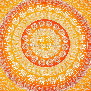 Reine Taille Paon Mandala Tapisserie 100% Coton À La Main Tenture Hippie Bohème Décor À La Maison - Product Image 2