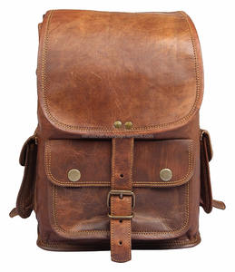 Mochila de viajero de piel auténtica 100% al por mayor, mochila de viaje hecha a mano para hombre y mujer, bolsas de color marrón, mochila para ordenador portátil al por mayor - Product Image 1