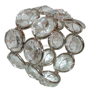 Perles de cristal et ronds de serviette en métal couleur argent porte-serviettes élégants scintillants pour la décoration de table de dîner de mariage - Product Image 3