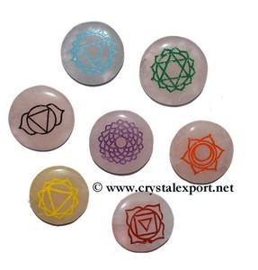 Venta al por mayor piedras naturales cristales curación siete Chakra grabado Chakra símbolo conjuntos Chakra Reiki curación conjunto para la venta - Product Image 4