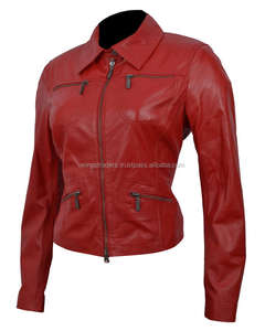 Chaqueta de cuero rojo de manga larga para mujer, producto de tendencia superior, 2022 - Product Image 2