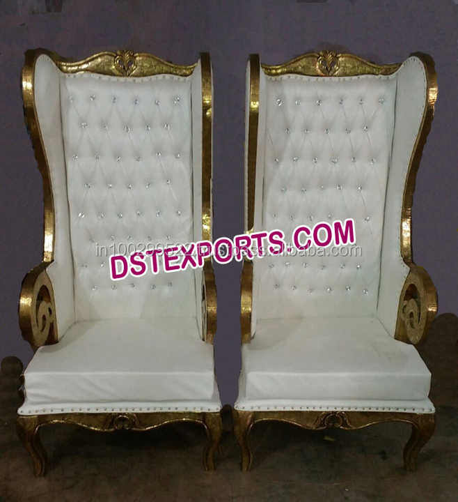 Latest Design Bridal Chairs Set Gold Plated Wedding Chairs Designer Bride and Groom Chair