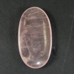 Cabochon ovale en Quartz Rose naturel, 2 pièces, 9.80 gms, 22x40mm, pierres précieuses - Product Image 1