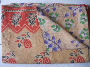 Couette couette kantha vintage indienne, couvre-lit réversible en coton, style rétro, fait à la main - Product Image 6