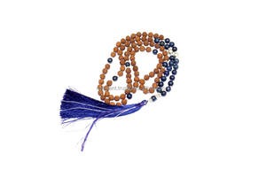 สร้อยคอ108ลูกปัดมาลาสำหรับทุกเพศสร้อยคอสไตล์ทางศาสนาของชาวพุทธพลอยไข่มุกรุทรักษะหลักหินอัญมณีสีนิลของขวัญสำหรับงานเลี้ยง - Product Image 3