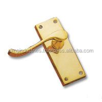 OMG Industries Poignée de porte de serrure en laiton antique avec plaque Poignée de finition noire en fonte Poignée de levier de mortaise pour fenêtre de porte