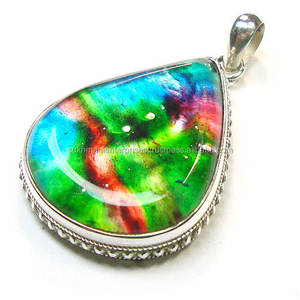 Pendentif en verre dichroïque en argent, bijoux en argent Sterling 925, vente en gros - Product Image 4