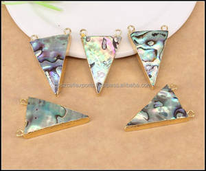 Conector colgante con forma de triángulo de concha de abulón Druzy Natural, chapado en oro, doble bucle, suministros de joyería de abulón - Product Image 4