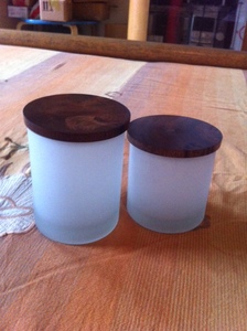 Bougeoir en verre avec couvercle en bois, pot de bougie nordique personnalisé, pot en béton mat, vente en gros, bocaux de bougie rose de noël - Product Image 2