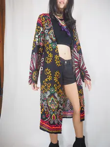 Venta al por mayor, novedad de 2016, Kimono floral largo estampado bohemio Paisley.