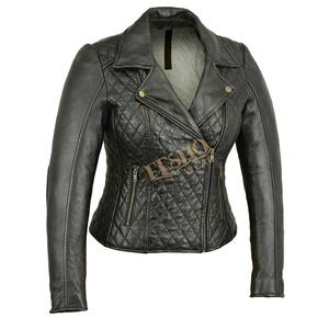 Chaqueta Bomber de cuero de moda con cierre asimétrico de la mejor calidad para mujer 100% piel de vaca pura frente calentado nuevo diseño Otoño Invierno - Product Image 1