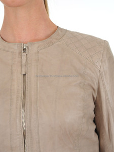 Veste en cuir de mouton véritable marron pour femmes Style Vintage Slim Fit vêtements d'extérieur à la mode tenue décontracté - Product Image 4